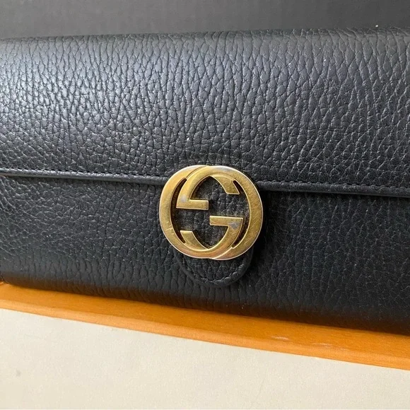 GUCCI GG Interlocking Long Wallet-Crossbody Bag Black - Picture 6 of 15